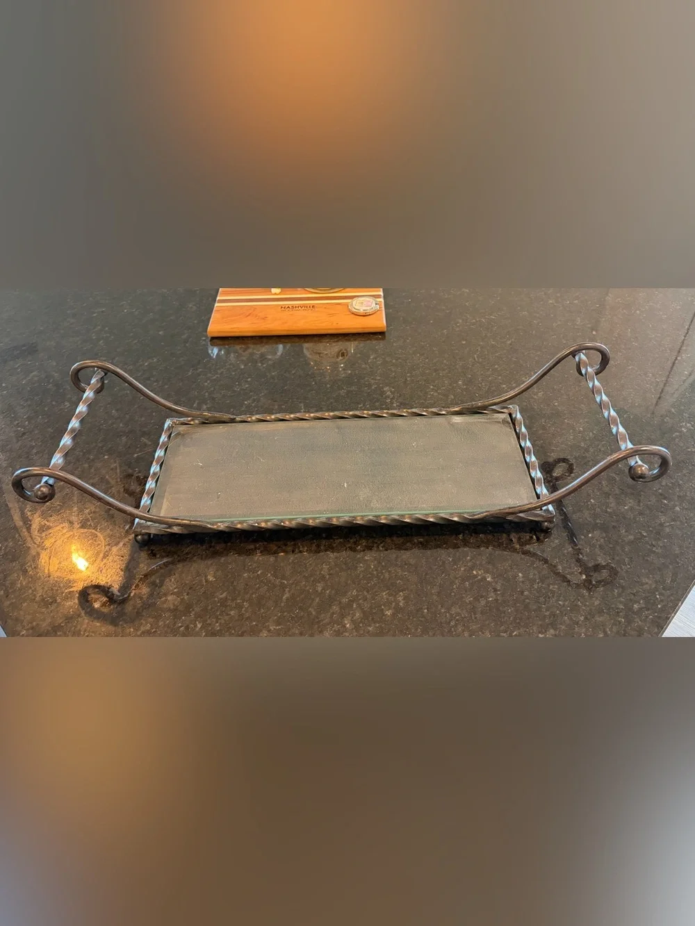 Vintage Southern Living At Home SLAH Iron And Glass Rectangular Tray